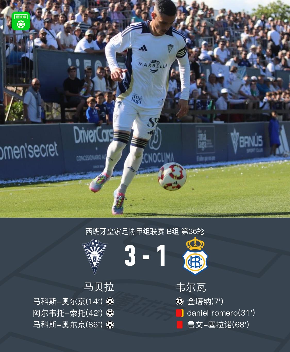 馬貝拉3-1韋爾瓦，杜月徵替補(bǔ)未登場(chǎng)，奧爾京雙響，索托破門