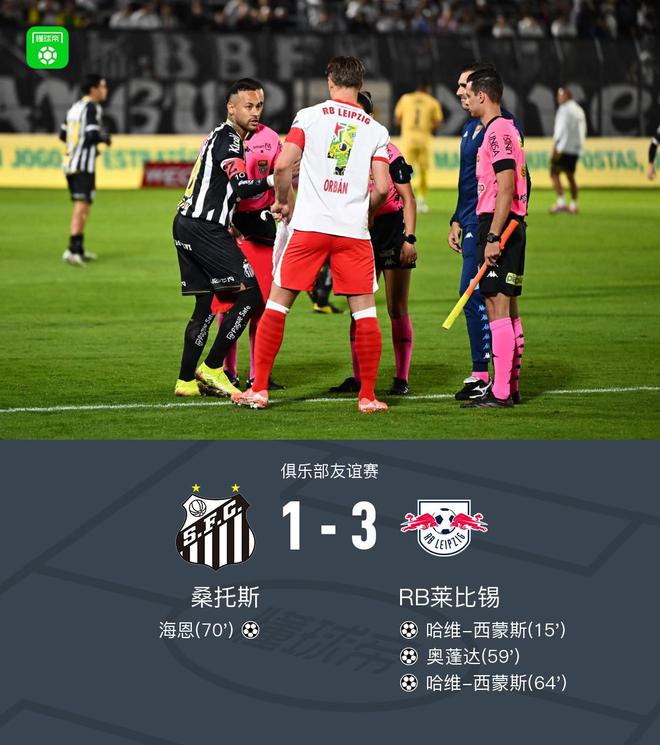 RB萊比錫勝桑托斯，哈維雙響，奧蓬達(dá)破門，3-1