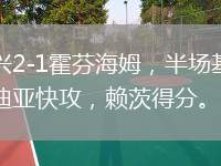 門興2-1霍芬海姆，半場基亞羅迪亞快攻，賴茨得分。
